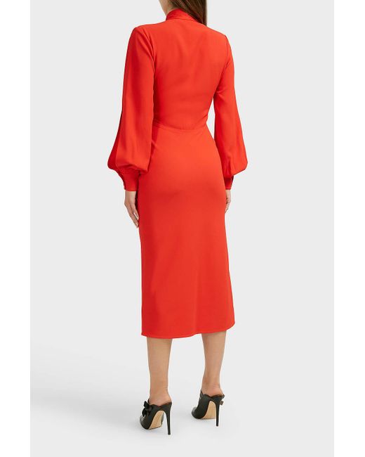 victoria beckham slash front midi dress