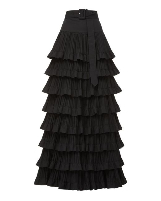 Brandon Maxwell Pleated Ruffle Skirt in Black | Lyst UK