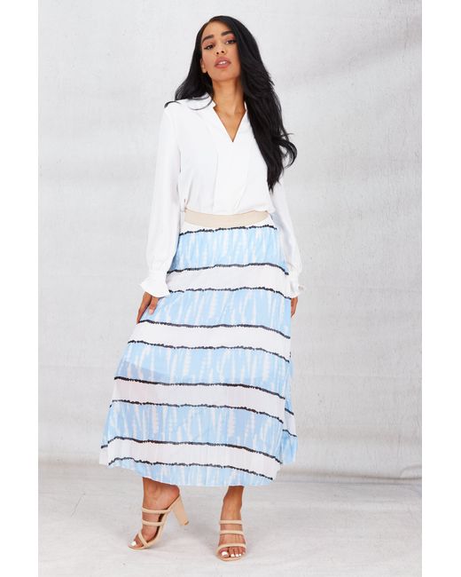 Boutique Store Light Blue Pleated Maxi Skirt With Elasticated Waistband