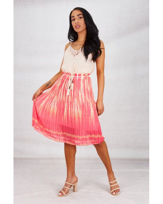 Boutique Store Pink Pleated Mini Skirt With Elasticated Waistband