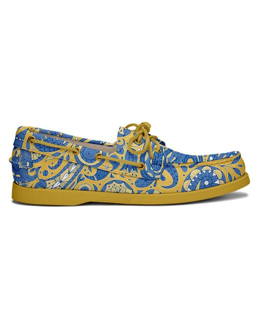Sebago Docksides Paisley Leather Loafers in Blue for Men Lyst