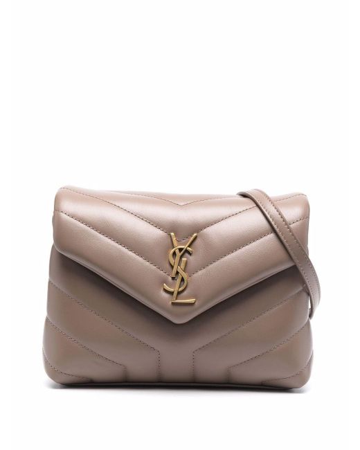 Saint Laurent Taupe Leather Loulou Toy Quilted Bag in Gray Lyst