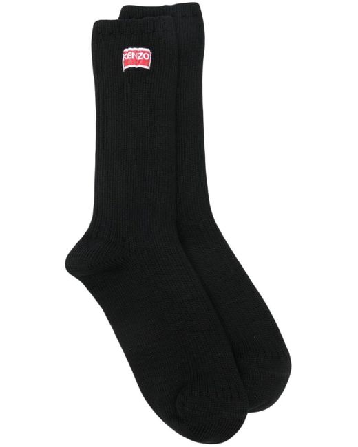 KENZO Logo patch Cotton blend Socks in Black for Men Lyst UK