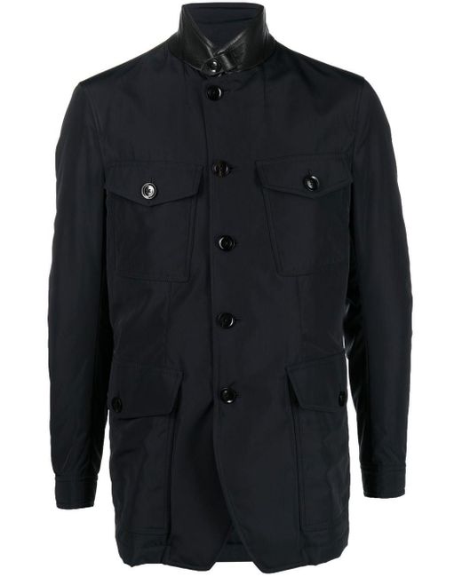 Tom Ford Contrastingcollar Shirt Jacket in Blue for Men Lyst
