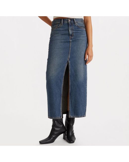 Levi's Blue Vintage Split Denim Midi Skirt