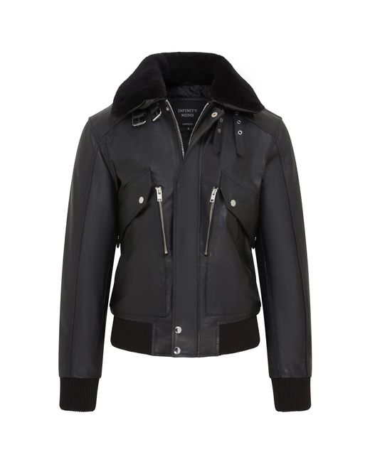 Infinity Leather Black Air Force A2 Usaf Aviator Bomber Leather Cowhide Jacket