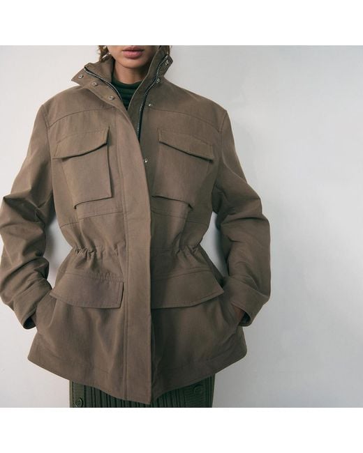 Mango Brown Cottonturtleneck Parka With Pockets