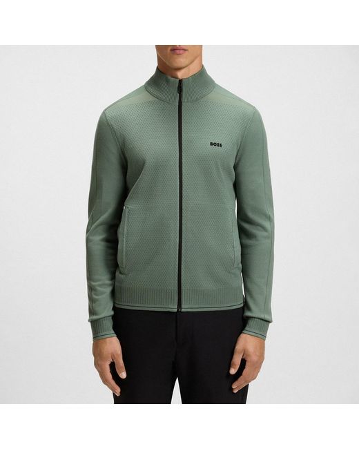 Boss Green Sage League Full Zip Jumper