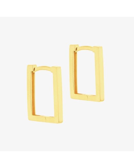 T.H.Baker Metallic 9Ct 13.5Mm Rectangular Hoop Earrings 1.53.0014