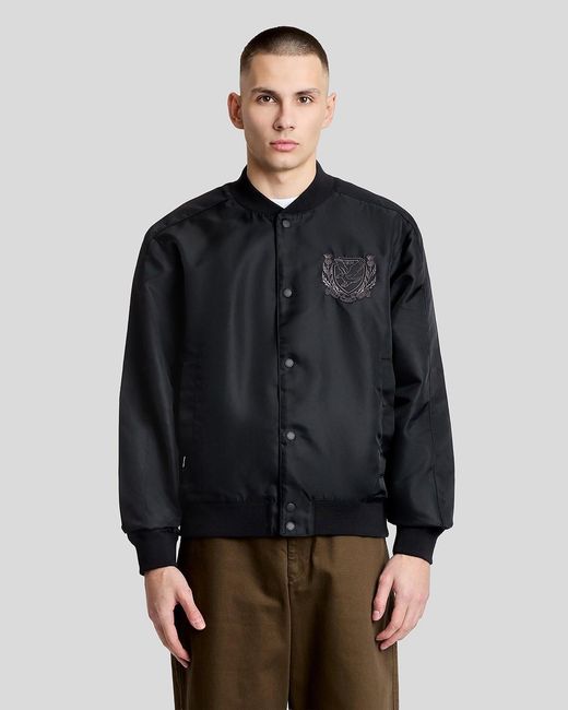 Lyle & Scott Gray Embroidered Crest Varsity Jacket for men