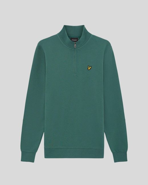Lyle & Scott Green Cotton Loopback 1/4 Zip Sweatshirt