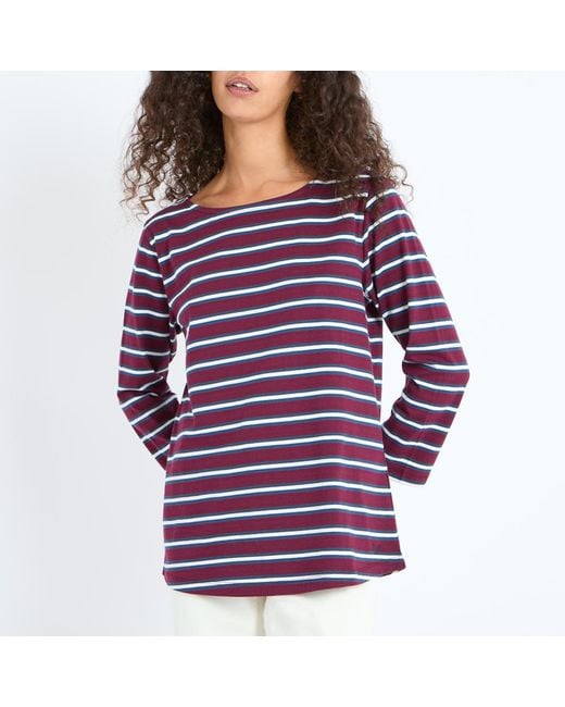 Crew Purple Multi Stripe Breton Long Sleeve Top