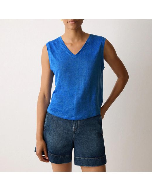 Jigsaw Blue Linen V Neck Tank