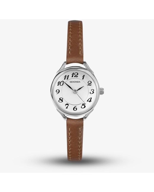Sekonda White Easy Reader Leather Strap Watch 40479