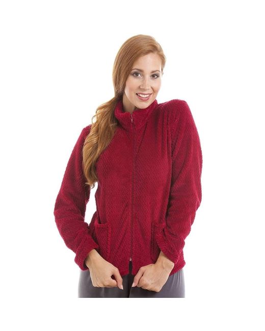 CAMILLE Zip Front Soft Textured Fleece Bed Jacket