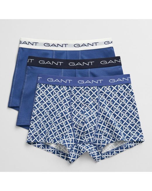 Gant Blue G Pattern 3 Pack Trunks
