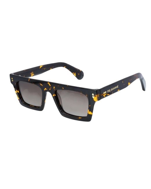 Infinity Leather Black De-Gamme Rectangle Thick Frame Polarized Sunglasses