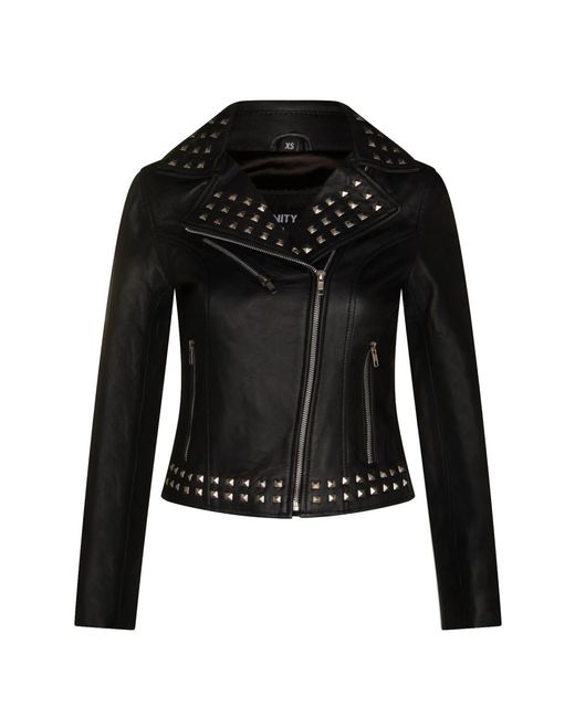 Infinity Leather Black Gothic Biker Leather Jacket With Studs-Bilbao