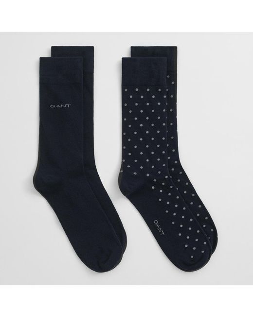 Gant Blue Dot And Solid Socks 2-Pack
