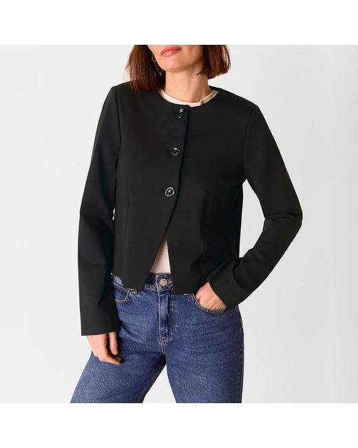 Whistles Black Anne Ponte Button Jacket