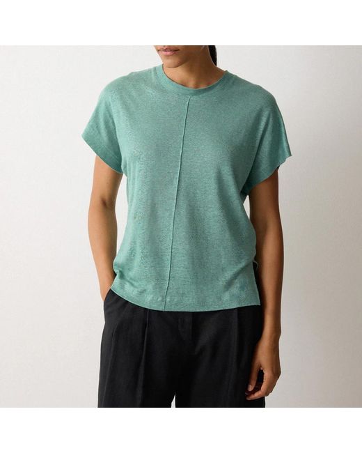 Jigsaw Green Linen Drape Sleeve Top