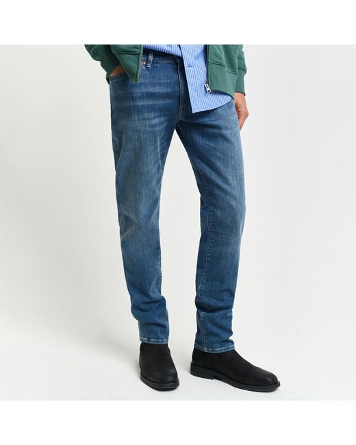 Gant Blue Mid Extra Slim Tapered Jeans