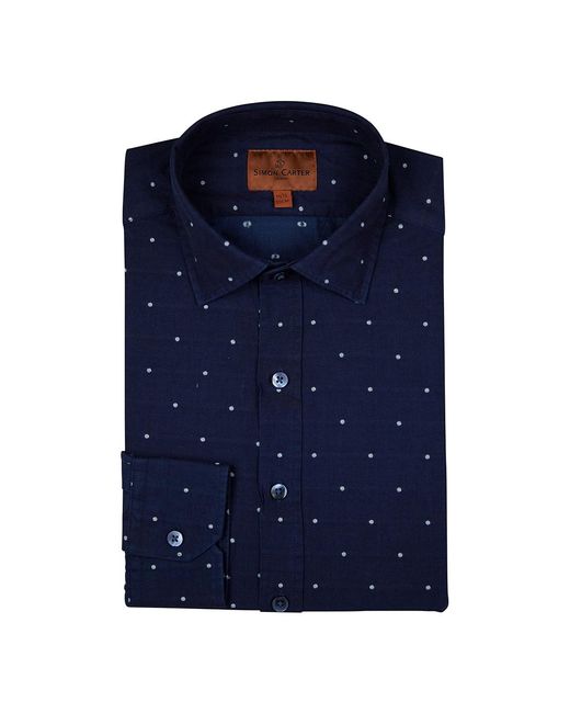 Simon Carter Blue Polka Dot Cotton Shirt
