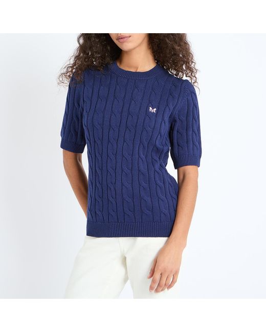 Crew Blue Heritage Cable Cotton Tee