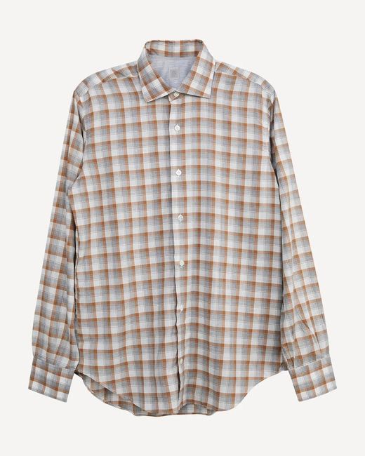Eleventy White Lightweight Summer Check Shirt