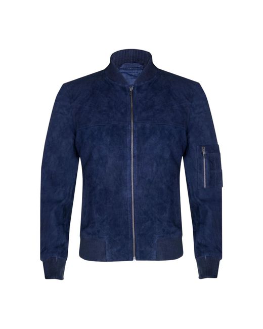 Infinity Leather Blue Suede Ma-1 Bomber Jacket-Cosham