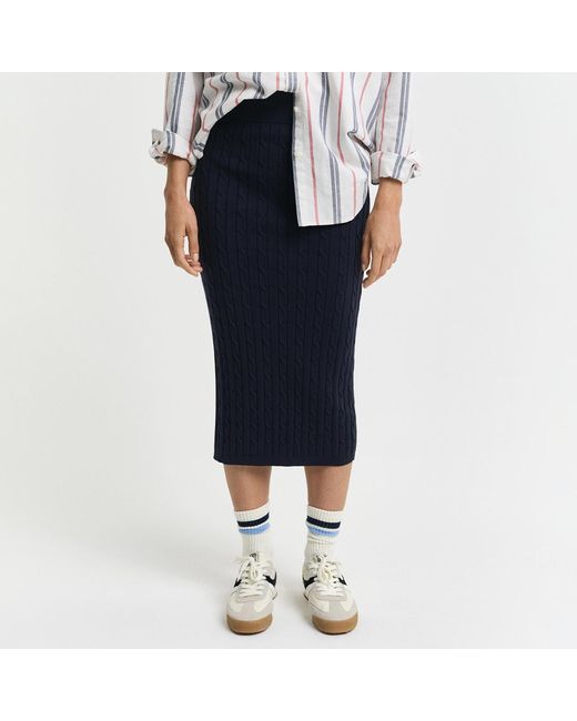 Gant Black Stretch Cotton Cable Midi Skirt