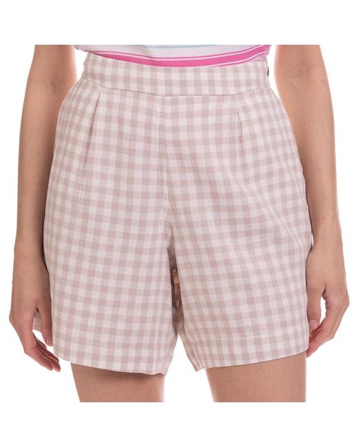 Crew Multicolor Gingham Wide Leg Linen Short