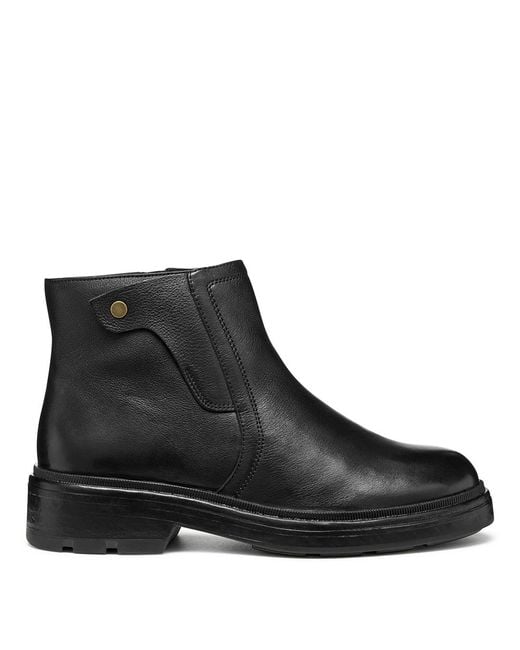 Geox Black Leather Swelen Biker Ankle Boots