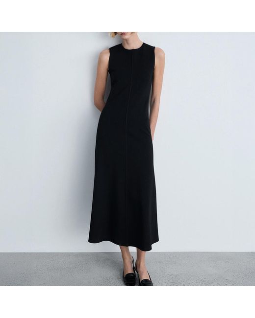 Mango Black Flared Midi Dress