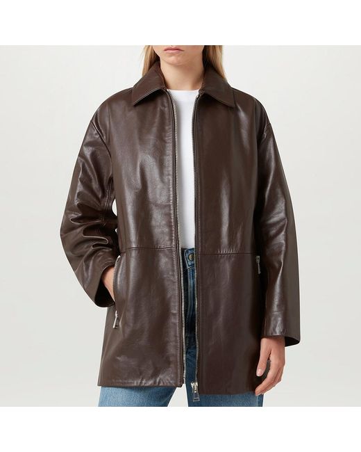 Belstaff Brown Leather Zip Jacket