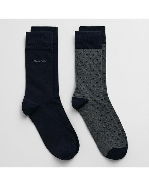 Gant Blue Dot & Solid 2 Pack Socks