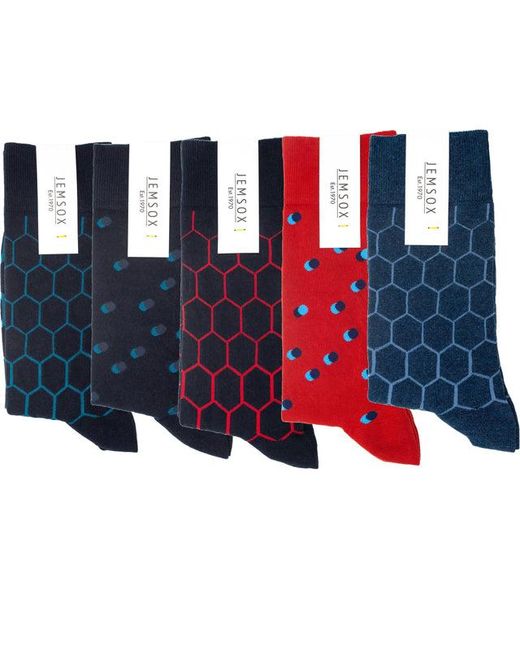 Jemsox Blue 5-Pack Hexagon Socks