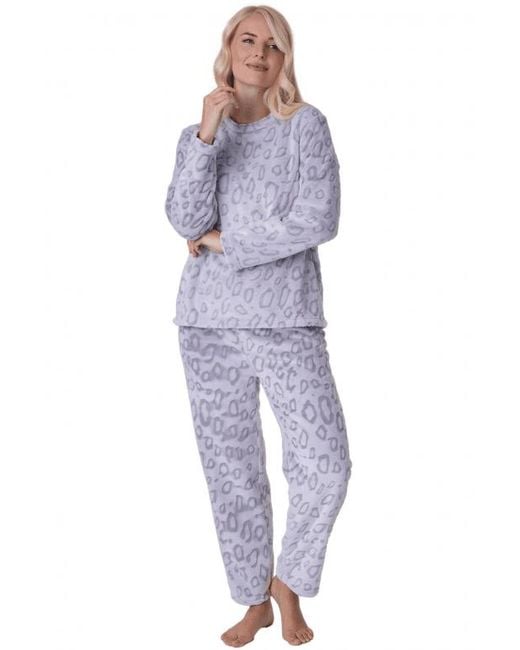 CAMILLE Blue Supersoft Printed Full Length Pyjama Set
