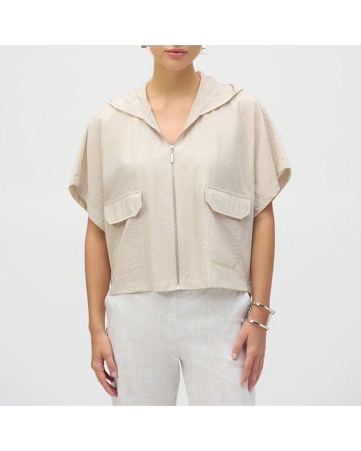 Joseph Ribkoff Natural Hooded Zip Front Top