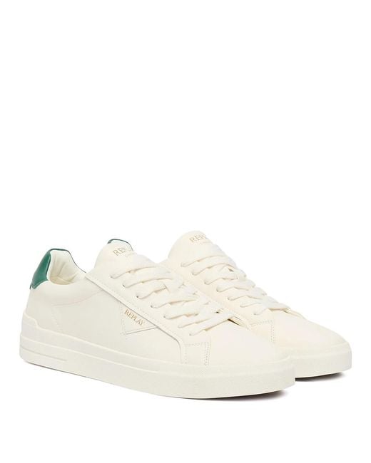 Replay White Evan Class Leather Trainers