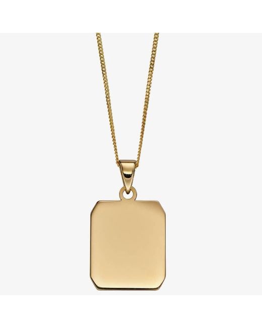 T.H.Baker Metallic 9Ct Rectangular Dog Tag Necklace Gp2259