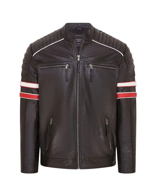 Infinity Leather Black Quilted Biker Leather Jacket Racing Jacket