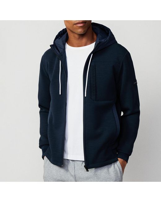 Hackett Blue Cotton Blend Zipped Sweatshirt