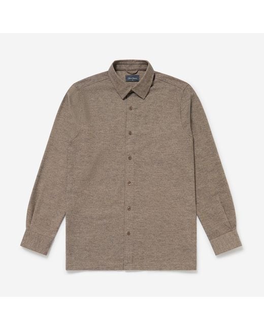 Oliver Sweeney Gray Brushed Cotton Mouline Shirt