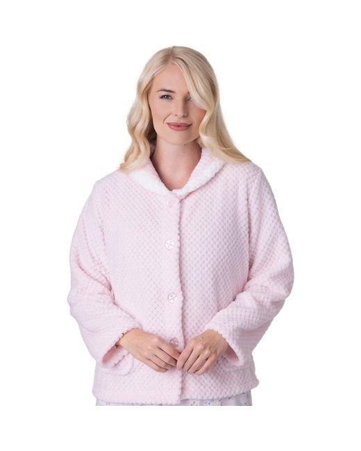 CAMILLE Purple Supersoft Button Front Bed Jacket