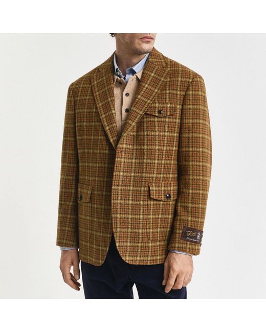 Gant Brown Camel Checked Tweed Blazer
