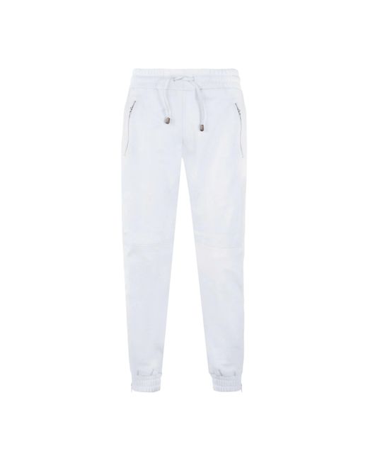 Infinity Leather White Comfort Leather Jogging Bottoms-Halifax
