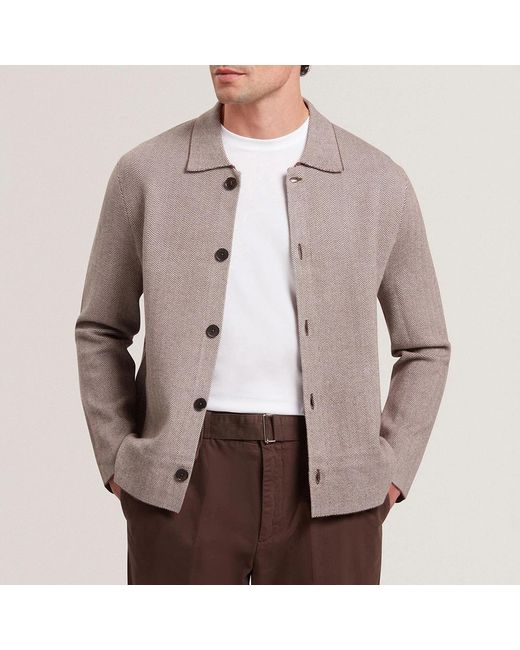 Ted Baker Brown Thimon Herringbone Button Through Jacket