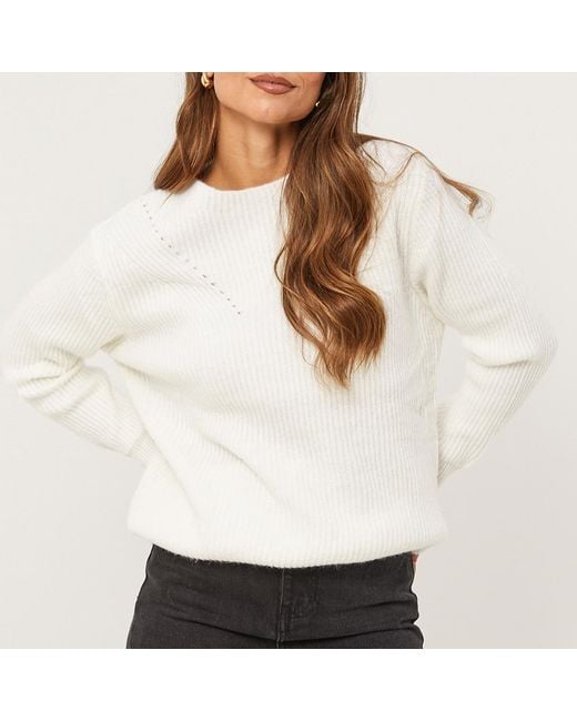 Sofiacashmere White Ecru Cashmere Lurex Jumper