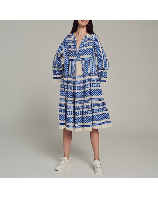 Devotion Blue Off Ella Midi Dress